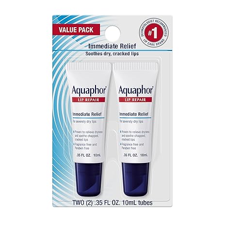 Aquaphor Lip Repair - Soothe Dry, Chapped Lips - Two .35 oz. Tubes - 24hrsmart